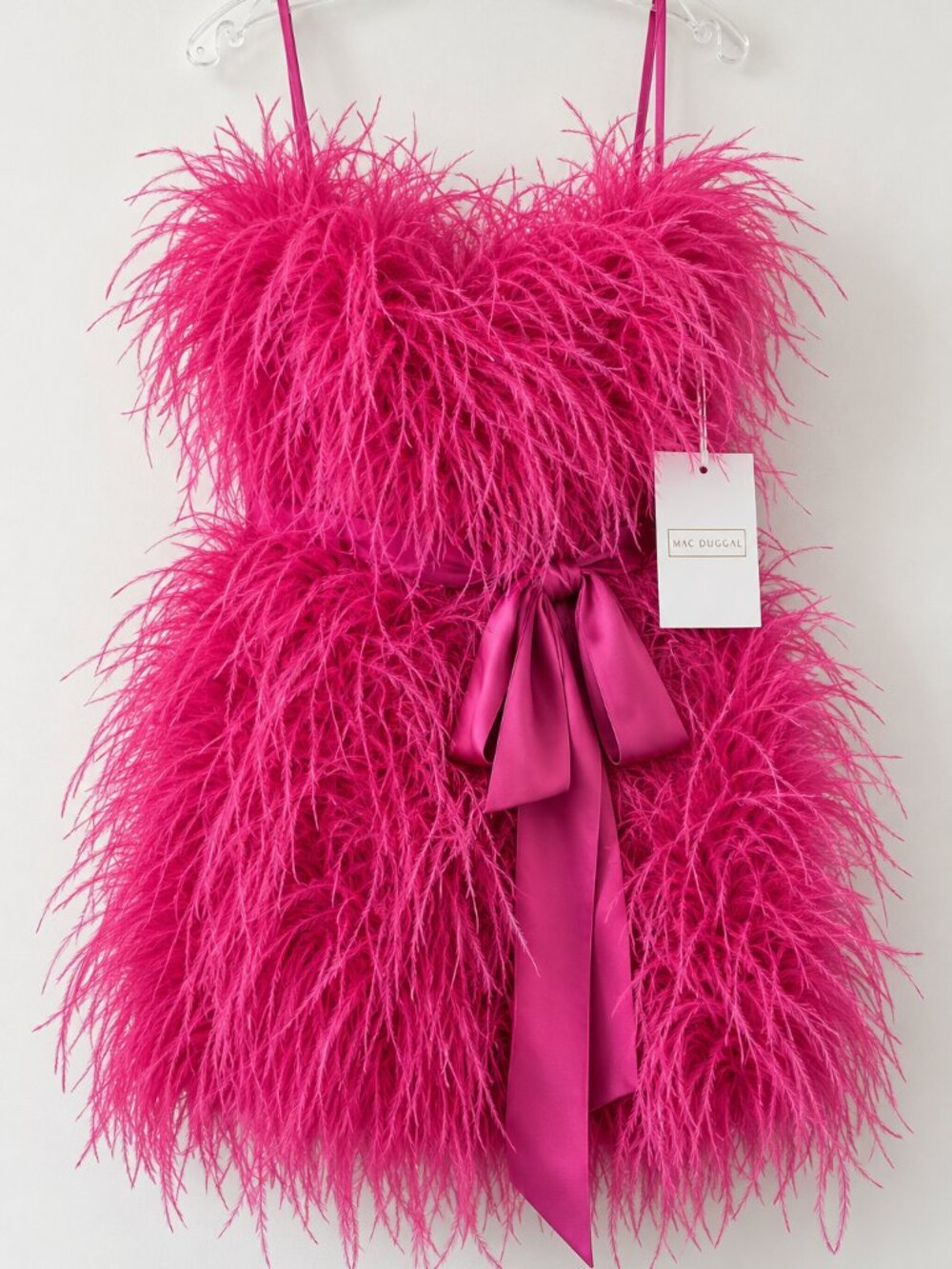 Mac Duggal Pink Feather Mini Dress Size 2 NWT-